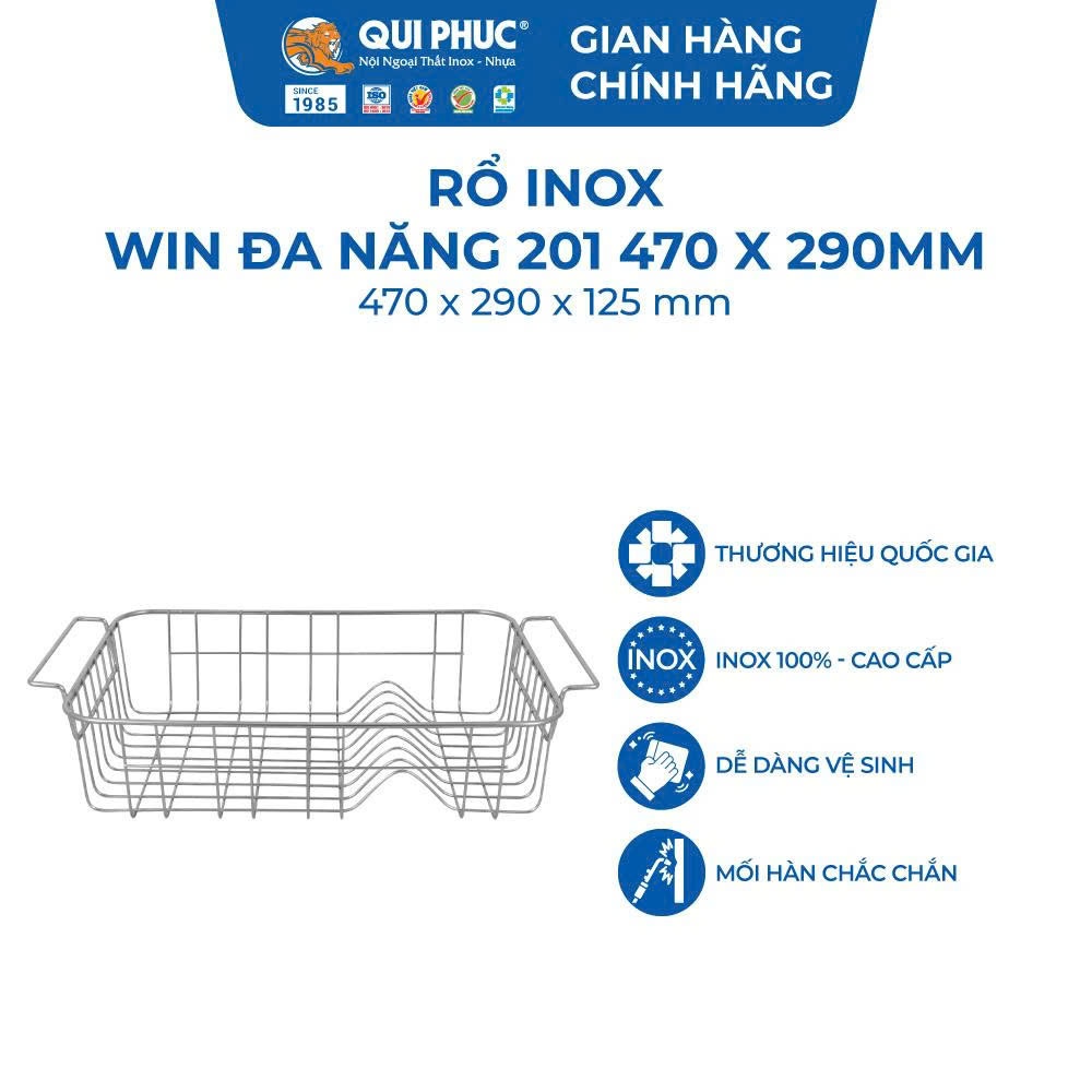 Khay Úp Chén Đĩa Inox WIN - Chính Hãng Qui Phúc - Inox 201 Không Gỉ - Gọn Nhẹ, Tiện Lợi - Kệ Úp Chén Dĩa Nhà Bếp
