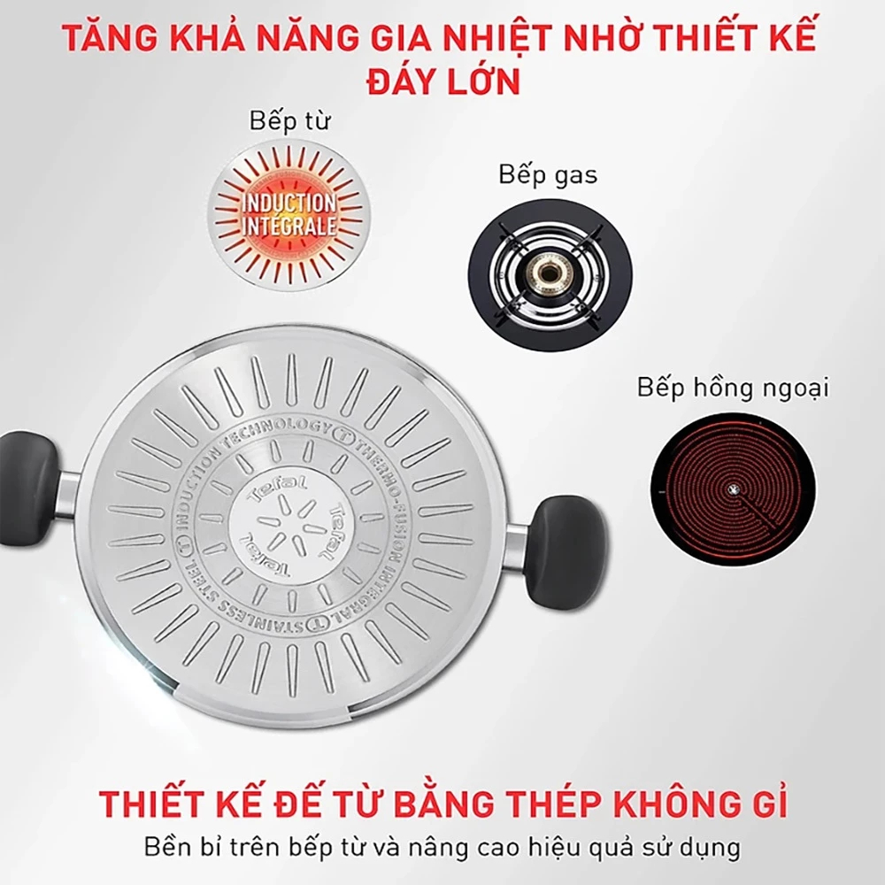 Nồi inox Tefal Primary 20cm (E3084435) - Sử dụng cho mọi loại bếp - Bảo hành chính hãng 24 tháng
