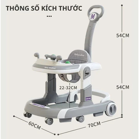 Xe tập đi nâng chỉnh chiều cao 611 cho bé,xe tập đi điều chỉnh độ nghiêng có đèn nhạc và đồ chơi