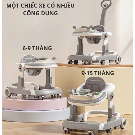 Xe tập đi nâng chỉnh chiều cao 611 cho bé,xe tập đi điều chỉnh độ nghiêng có đèn nhạc và đồ chơi