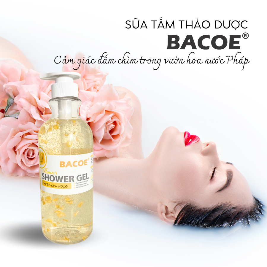Sữa Tắm Trắng Mịn Ẩm Da Bacoe Cánh Hoa Hồng