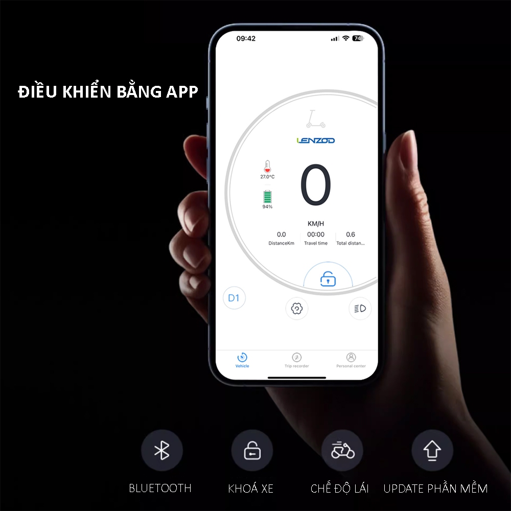 Xe Scooter Điện Mini Gấp Gọn Không Yên Cao Cấp , Phiên Bản Giới Hạn, Có Điều khiển App 20km/lần sạc, Tốc độ 30km/h