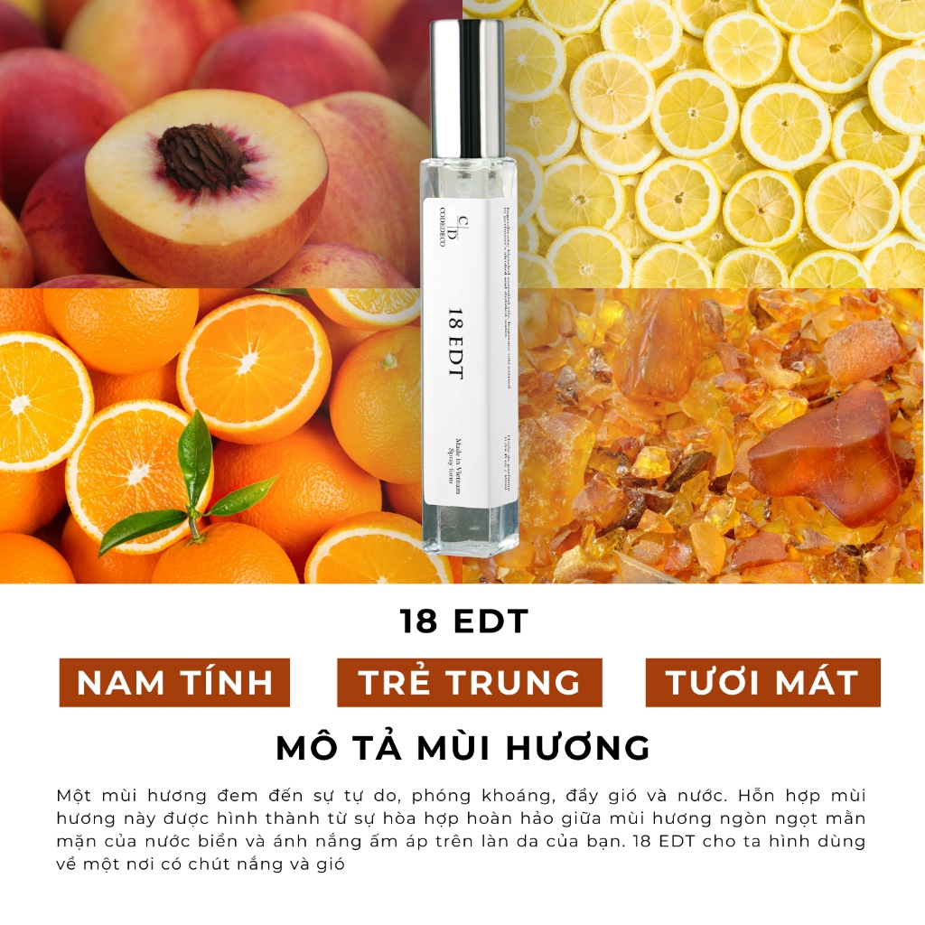 Ảnh Tinh dầu thơm nam CODEDECO 18 EDT 10ml dạng xịt - Tươi mát, Nam tính, Cuốn hút 2