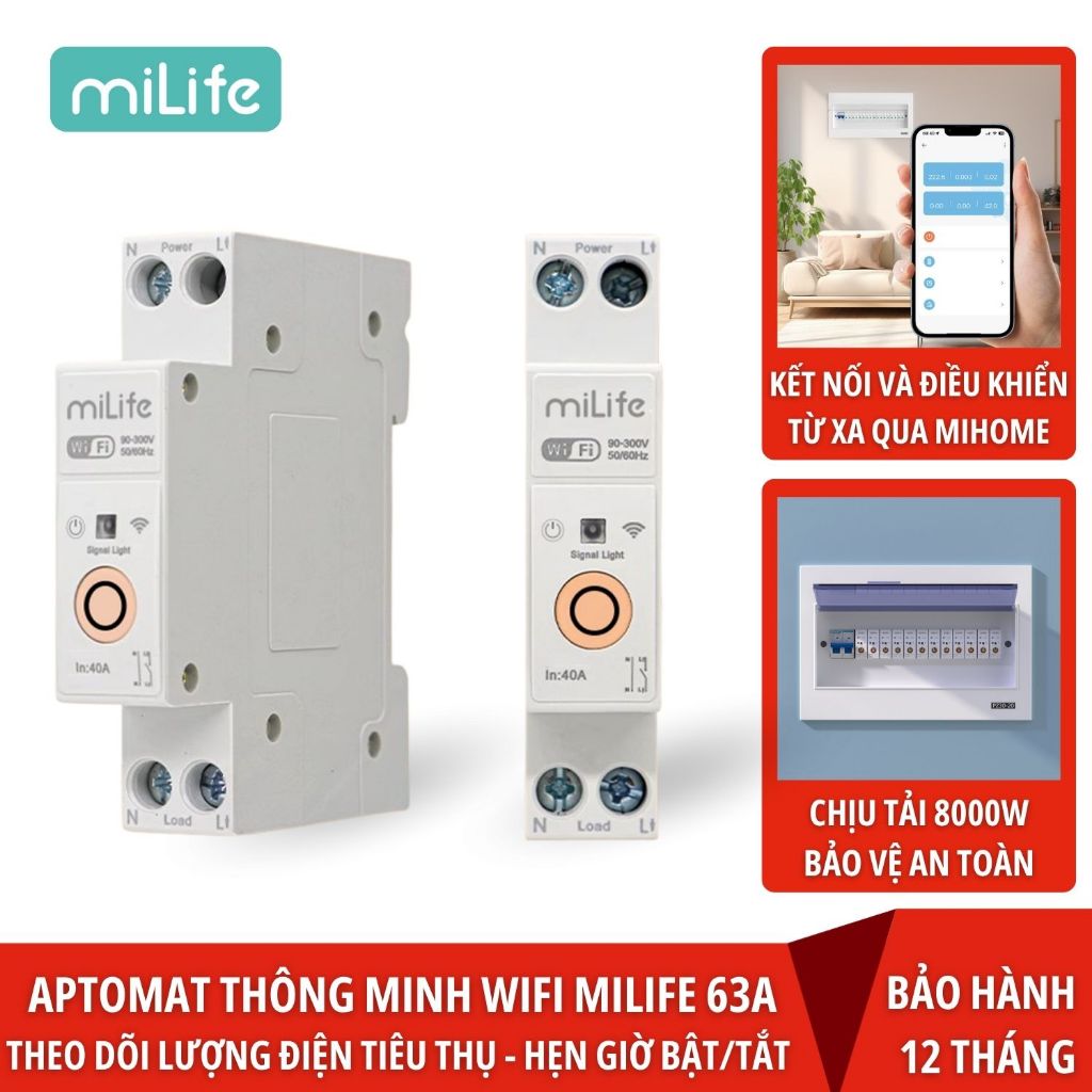 Aptomat CB thông minh Wifi miLife 63A kết nối app mihome | Shopee Việt Nam