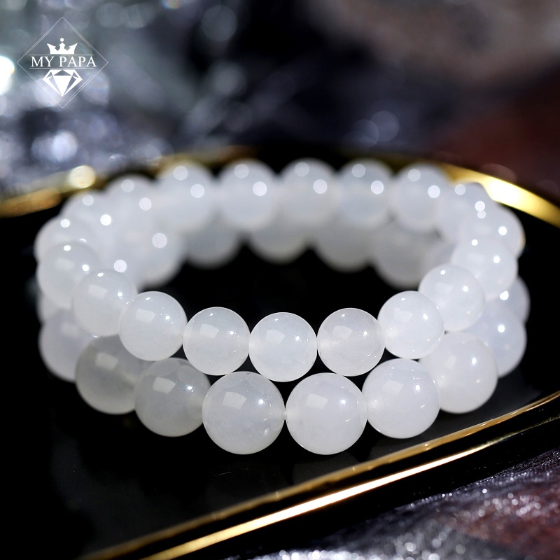Ảnh Vòng tay Chalcedony trắng ngọc ngà Madagascar MYPAPA - Bình An Trọn Đời 3