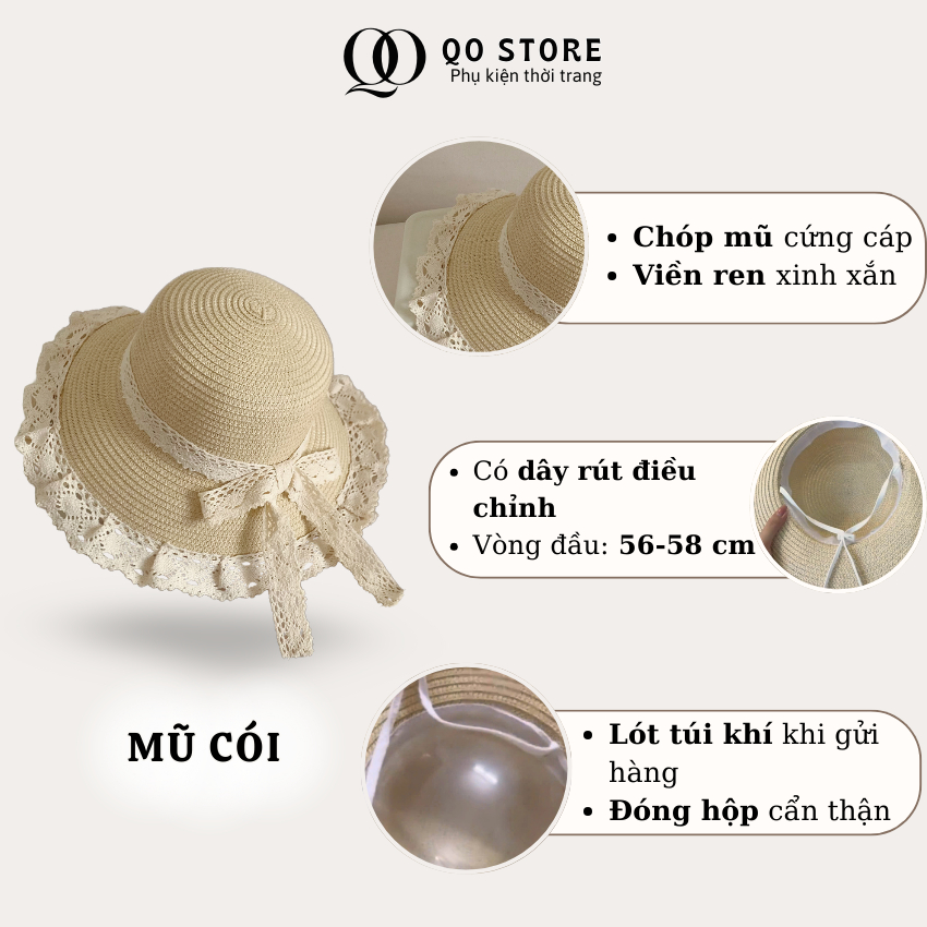 [MỞ BÁN]Combo Túi Mũ Cói Đi Biển Phối Ren Nơ Xinh Xắn Cho Nữ Phong Cách Sang Trọng Thanh Lịch T17M17A QO STORE
