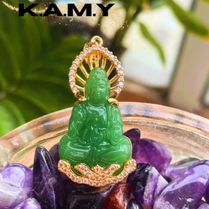 Mặt Dây Chuyền Hình Quan Âm Bồ Tác Ngồi Đài Sen May Mắn - Trang Sức KAMY
