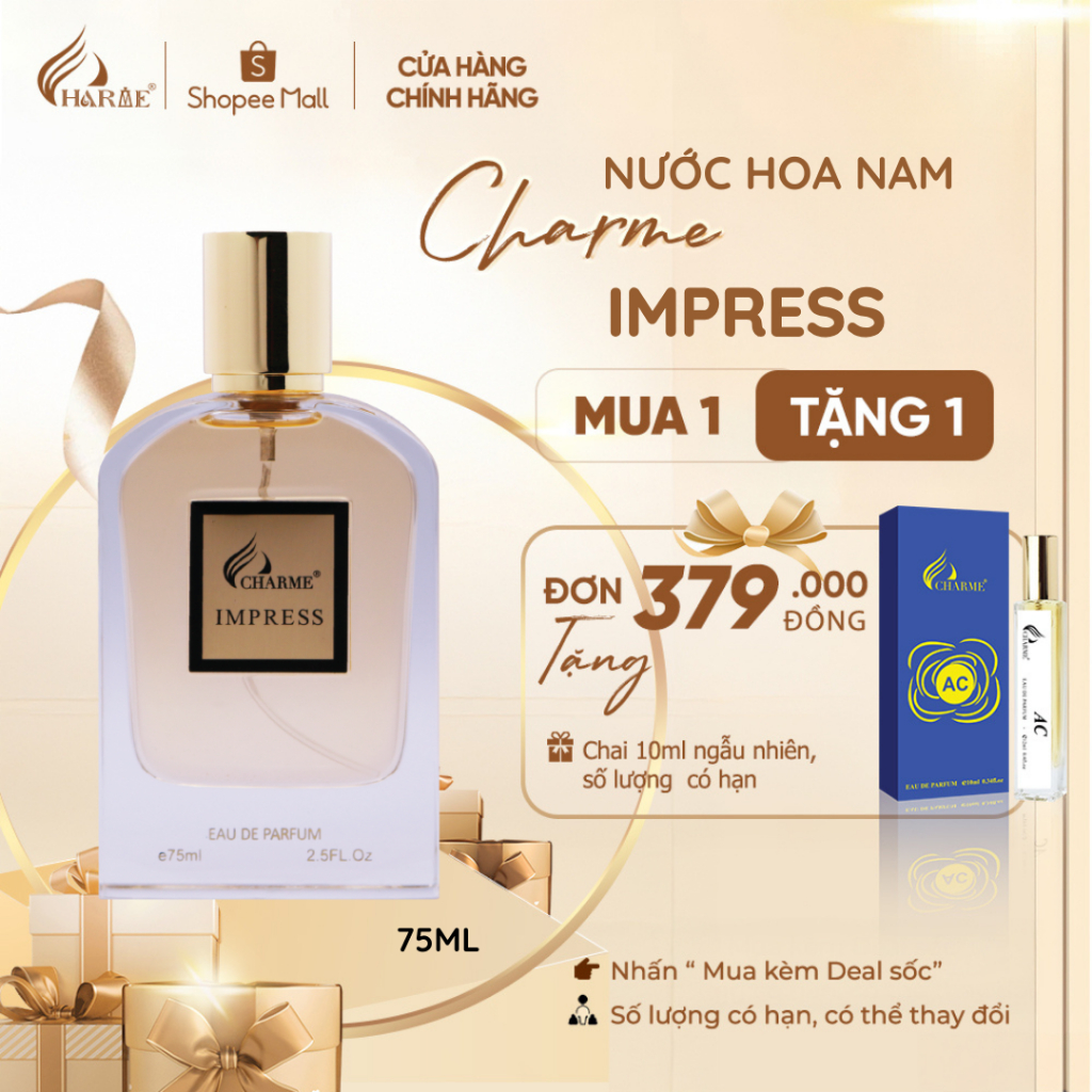 Ảnh Nước Hoa Nam CHARME IMPRESS 75ml Lưu Hương Lâu Phong Cách Quyến Rũ, Lôi Cuốn, Lịch Lãm 1