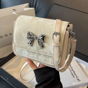 Túi xách nữ đeo chéo túi thời trang đeo vai da nhung hoạ tiết Nơ Bạc đi chơi đi làm dễ thương _TDC292