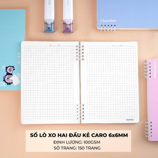 Sổ Lò Xo A5/B5 Kẻ Caro 150 Trang, Sổ Tay Ghi Chép CLASSMATE Định Lượng 100gsm Không Lem 15-040A5/B5
