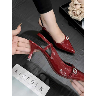 Slingback cao gót nữ công sở mũi nhọn 5P và 7P móc khóa thời trang mã Slingbackcn