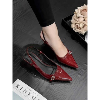 Slingback cao gót nữ công sở mũi nhọn 5P và 7P móc khóa thời trang mã Slingbackcn