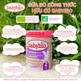 Combo 2 hộp sữa bò hữu cơ tăng trưởng Babybio số 1, 2, 3