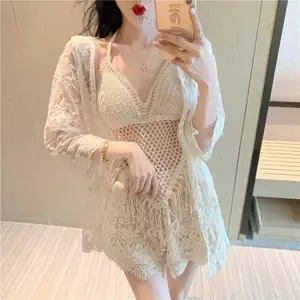 SET ÁO BRA, QUẦN SHORT VÀ CARDIGAN REN NỮ ĐI BIỂN MÙA HÈ | MEOINDAHOUSE
