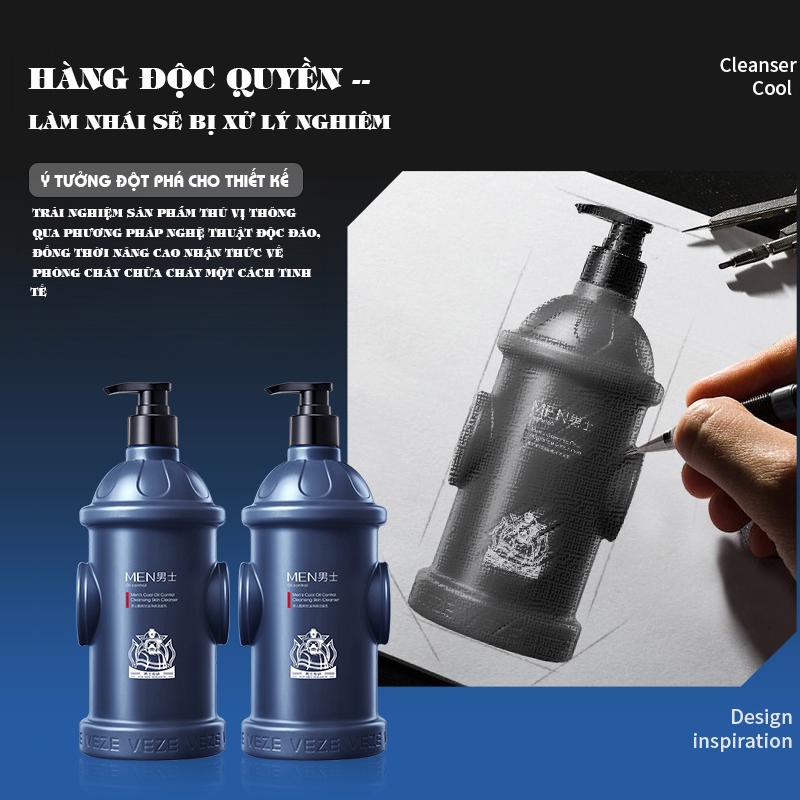 Sữa Rửa Mặt Nam Ngăn Dầu & Làm Sáng Da - Hỗ Trợ Giảm Mụn, Phù Hợp Da Dầu/ Da Khô (Thiết Kế Cho Nam Giới)