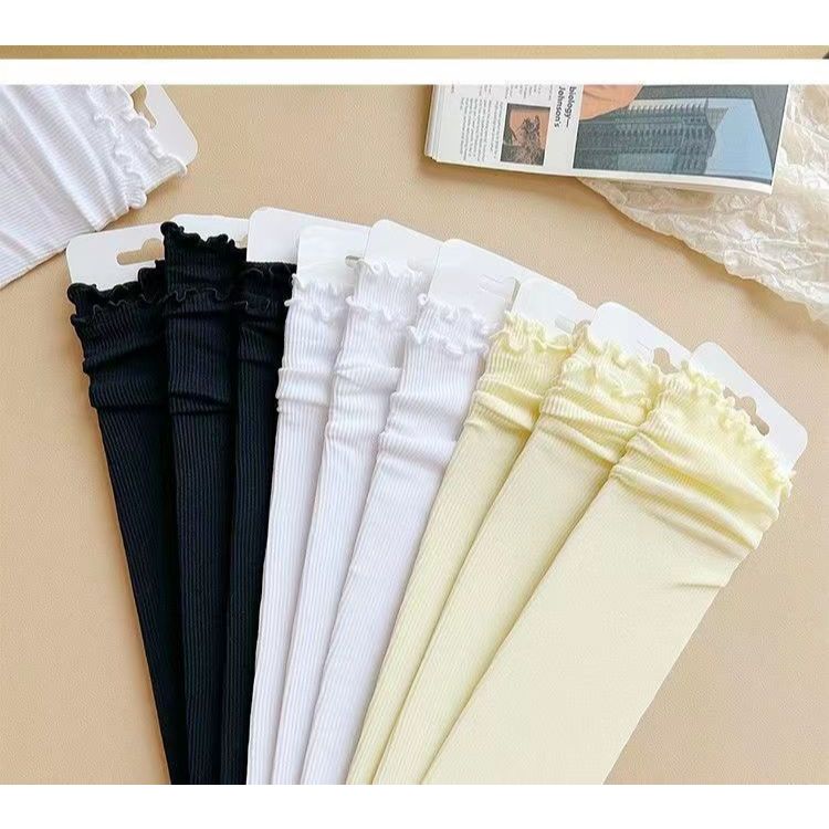 Tất nữ cổ cao chất cotton mỏng, Vớ nữ trơn co dãn tốt phong cách hàn quốc phụ kiện thời trang Styley