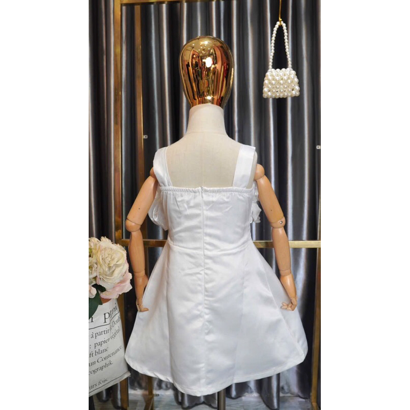 Đầm thiết kế bé gái đính đá thủ công bằng tay sang chảnh sành điệu cho mẹ và bé gái 10-56kg,đầm trắng dự tiệc bé gái