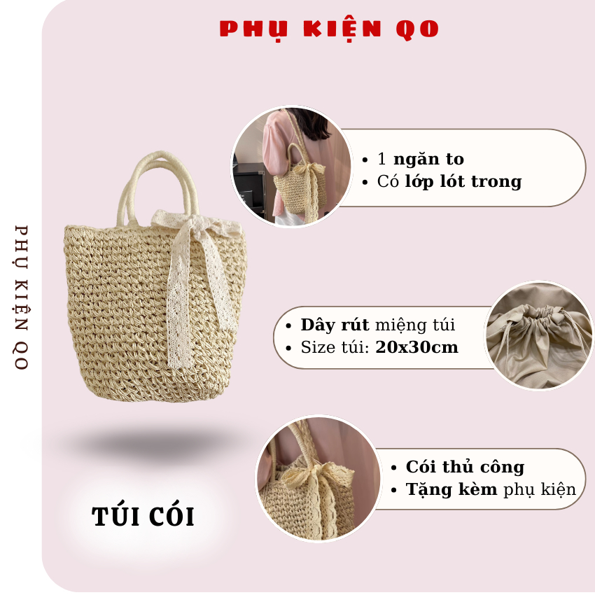 [MỞ BÁN ] Túi cói - Mũ cói đi biển, nón cói che nắng phong cách vintage T12M11