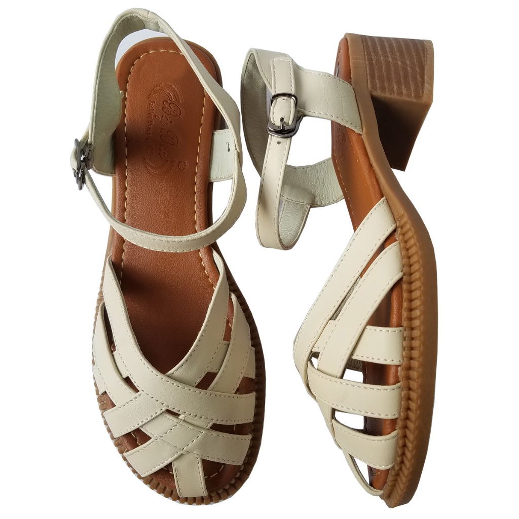 Giày Sandal Cao Gót Nữ BIGGBEN Da Bò Thật Cao 4 Phân HKD939