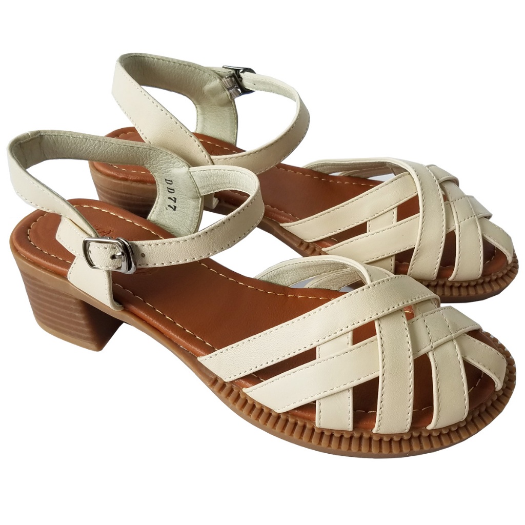 Giày Sandal Cao Gót Nữ BIGGBEN Da Bò Thật Cao 4 Phân HKD939