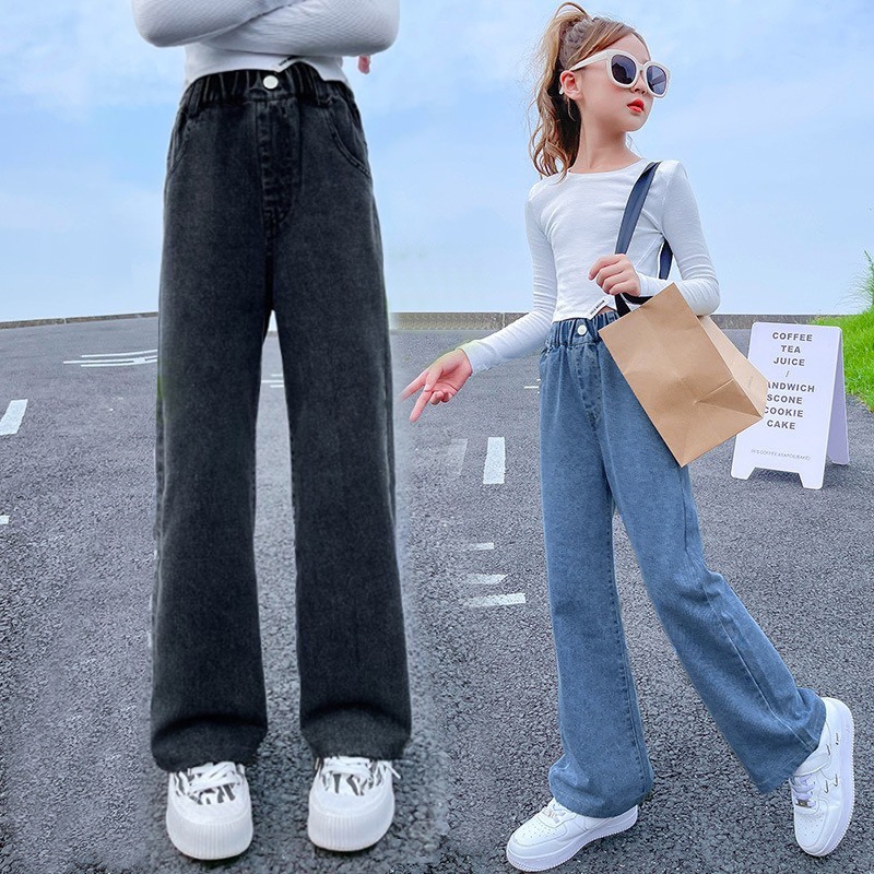 Quần jean bé gái size đại BEESHOP quần bò suông cạp chun cho bé KM0003
