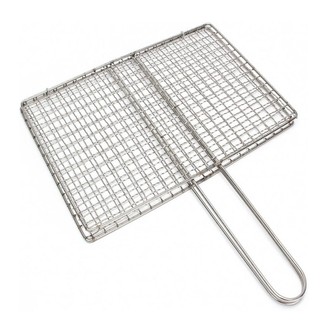 Vỉ Nướng Hình Vuông Kẹp Thịt Cá có tay cầm Inox tiện dụng (20X20)