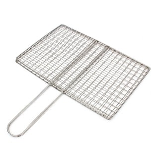 Vỉ Nướng Hình Vuông Kẹp Thịt Cá có tay cầm Inox tiện dụng (20X20)