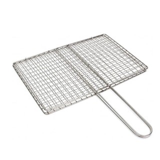 Vỉ Nướng Hình Vuông Kẹp Thịt Cá có tay cầm Inox tiện dụng (20X20)