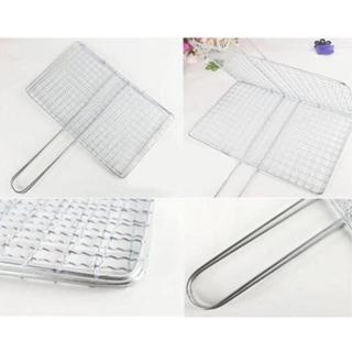Vỉ Nướng Hình Vuông Kẹp Thịt Cá có tay cầm Inox tiện dụng (20X20)