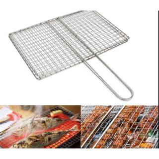 Vỉ Nướng Hình Vuông Kẹp Thịt Cá có tay cầm Inox tiện dụng (20X20)