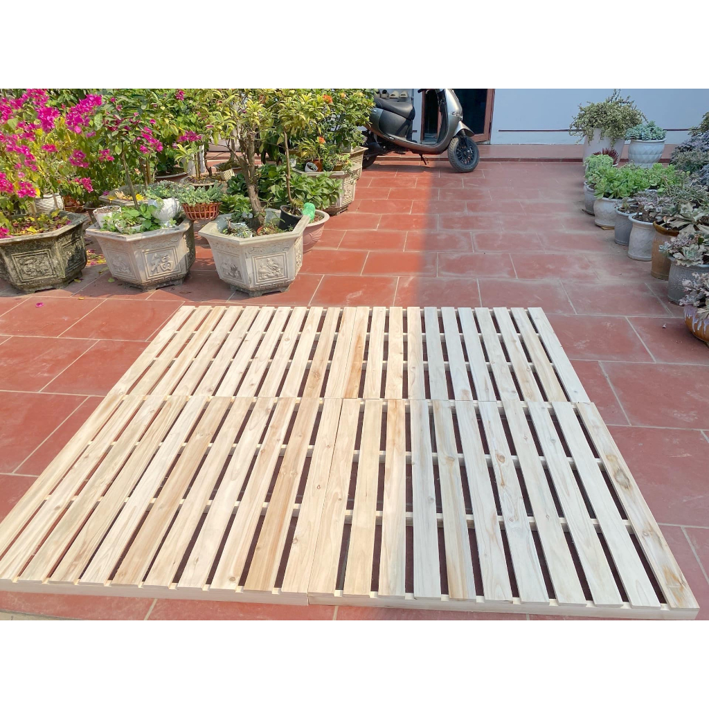 Giường Pallet Gỗ Thông Cao 10cm – Thiết Kế Gấp Gọn, Chắc Chắn HOMDECOR