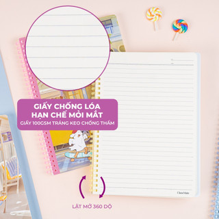 Sổ Lò Xo Kẻ Ngang A5/B5 180 Trang, Sổ Tay Lò Xo Nhựa Mềm CLASSMATE Định Lượng 80gsm Giấy Không Lem 18-038A5/B5