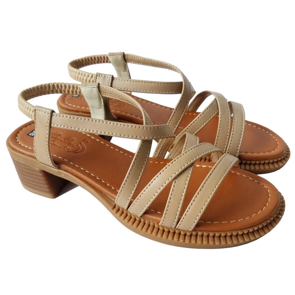 Giày Sandal Cao Gót Nữ BIGGBEN Da Bò Thật Cao 4 Phân HKD940