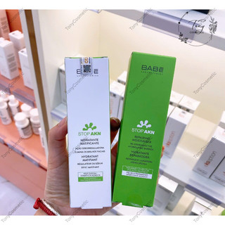 Kem Dưỡng Babe Cho Da Dầu Mụn Stop AKN Mattifying Moisturiser Và Kem Phục Hồi Da Babe Stop AKN Repairing Moisturiser