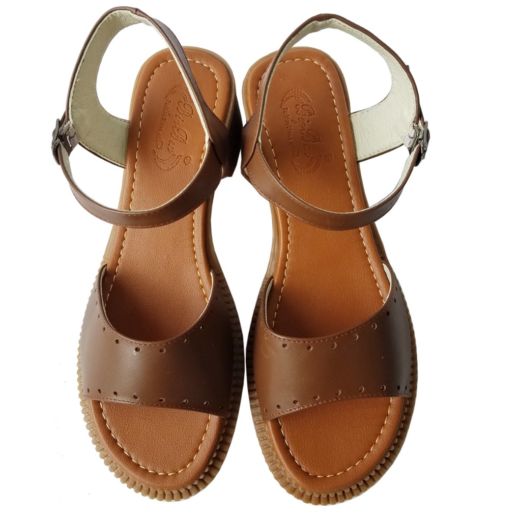 Giày Sandal Cao Gót Nữ BIGGBEN Da Bò Thật Cao 4 Phân HKD941