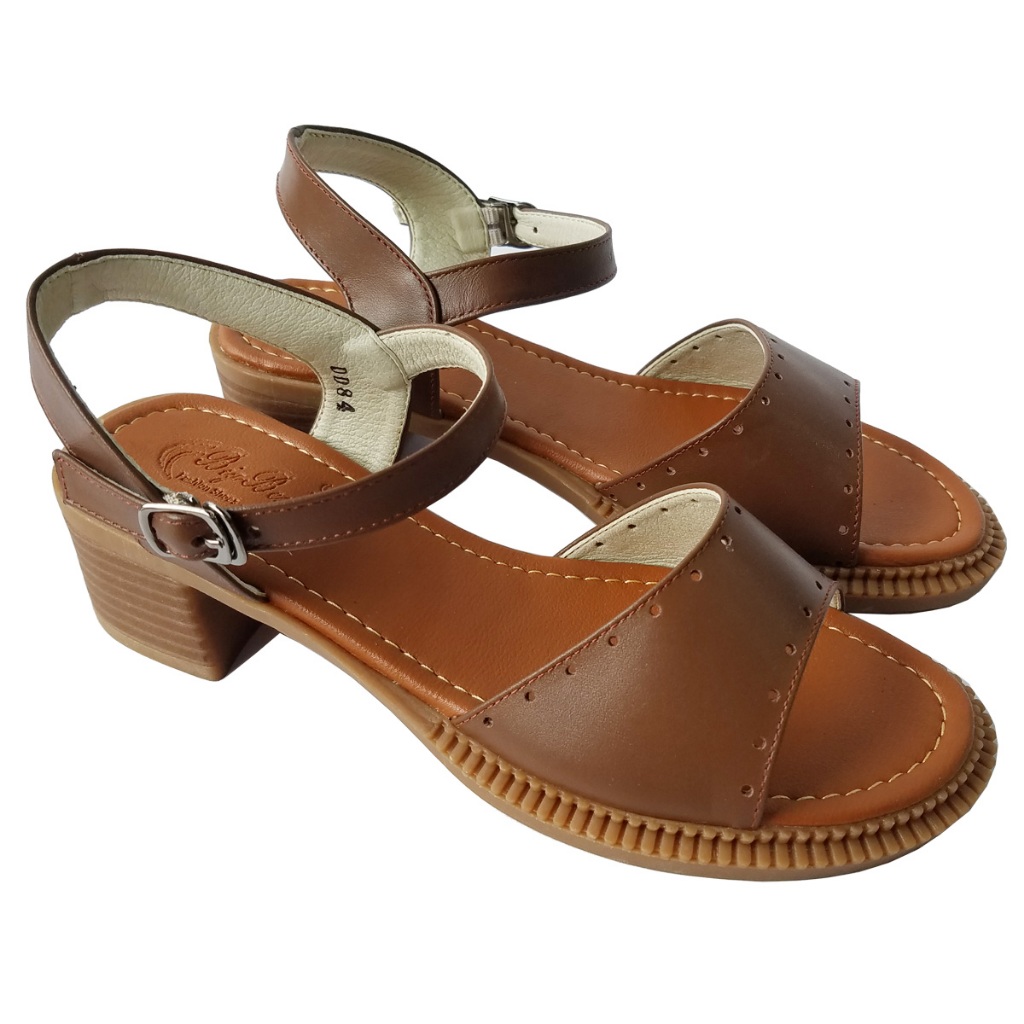 Giày Sandal Cao Gót Nữ BIGGBEN Da Bò Thật Cao 4 Phân HKD941