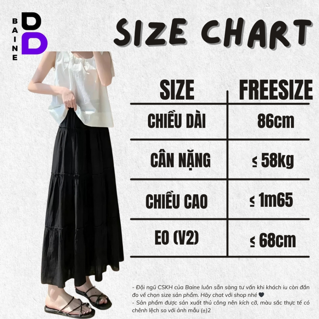 Chân Váy Voan Lụa Dáng Dài 2 Lớp Kiểu Trơn Midi Có Lót Trong Cạp Chun Lưng BAINE - CV19 | BigBuy360 - bigbuy360.vn