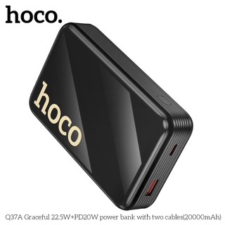 Pin Dự Phòng Hoco Q37A 20000mAh TypeC PD 20W, USB-A QC 22.5W, cáp TypeC và LaiNing, Màn hình LCD (Đen) - Nhất Tín