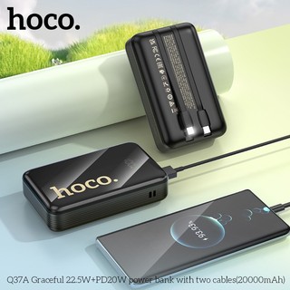 Pin Dự Phòng Hoco Q37A 20000mAh TypeC PD 20W, USB-A QC 22.5W, cáp TypeC và LaiNing, Màn hình LCD (Đen)