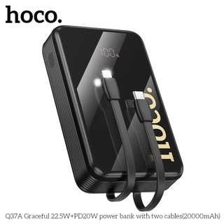 Pin Dự Phòng Hoco Q37A 20000mAh TypeC PD 20W, USB-A QC 22.5W, cáp TypeC và LaiNing, Màn hình LCD (Đen)