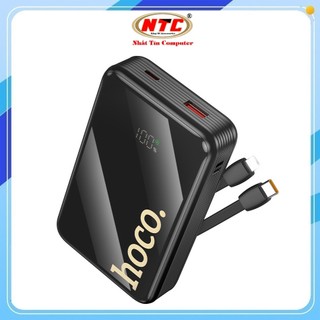 Pin Dự Phòng Hoco Q37A 20000mAh TypeC PD 20W, USB-A QC 22.5W, cáp TypeC và LaiNing, Màn hình LCD (Đen)