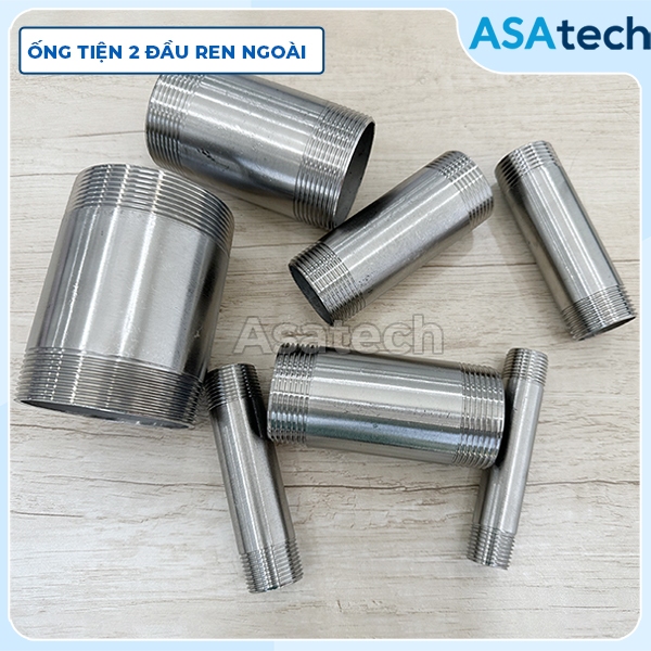 Ống tiện ren ngoài 2 đầu INOX 304 DN15-DN80 10cm, Kép tiện ren INOX304 ...