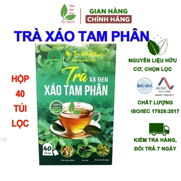Hộp 40 gói trà xạ đen xáo tam phân Bảo Khang, trà xạ đen túi lọc, xáo tam phân, hoa đu đủ đực