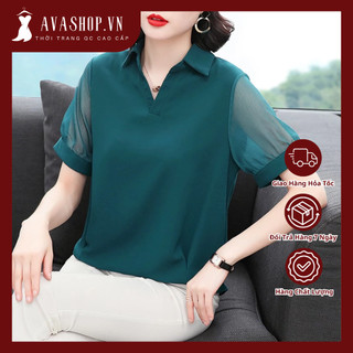 Áo Thun Nữ Trung Niên Ngắn Tay Phối Ren Thanh Lịch SM41