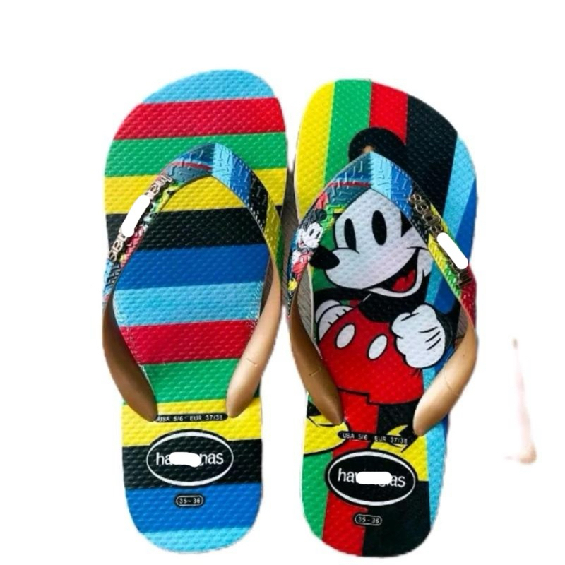 Dép  Thái Cao Su Đế Bằng chuột mickey - Dép Nữ Nam Chống Trơn Trượt