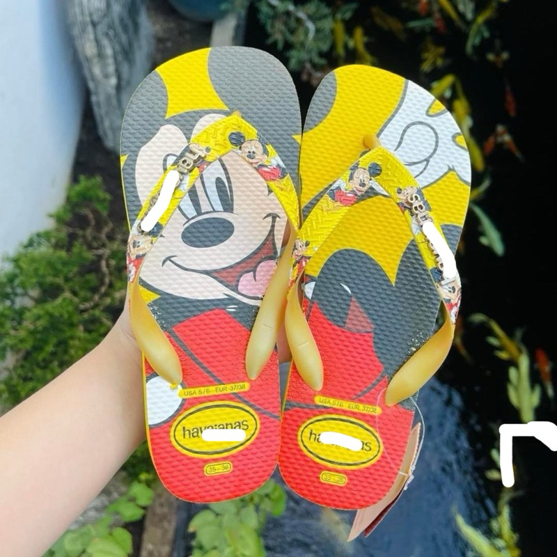 Dép  Thái Cao Su Đế Bằng chuột mickey - Dép Nữ Nam Chống Trơn Trượt