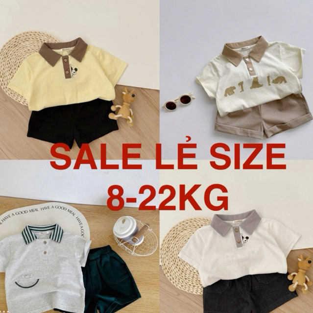 SALE LẺ SIZE set cộc tay cho bé trai 9-23kg, chất liệu cotton mềm mát bé mặc đi học đi chơi