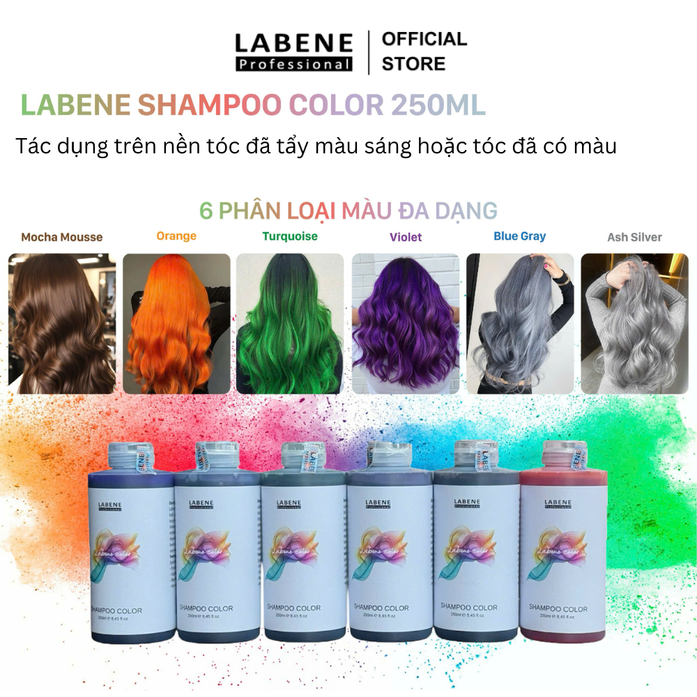 Ảnh Dầu gội bù sắc tố và lên màu LABENE SHAMPO COLOR tăng ánh sắc cho tóc bền màu dành cho tóc tẩy từ lv8 | LABENE 1