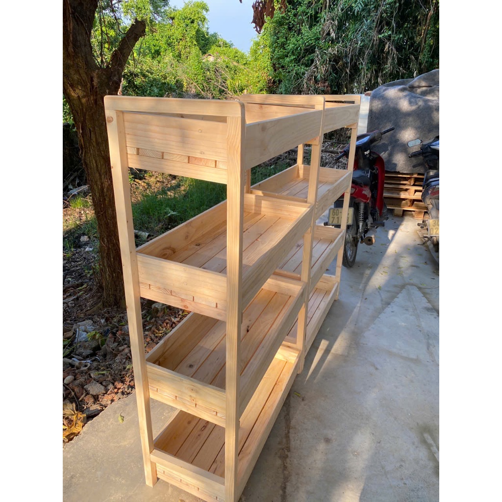 Kệ Trưng Bày Hàng Hóa Gỗ Thông - Kệ Bán Hoa Quả,Đựng Đồ Dùng Nhà Bếp,Kệ Decor Phong Cách Hàn Quốc - TC Home