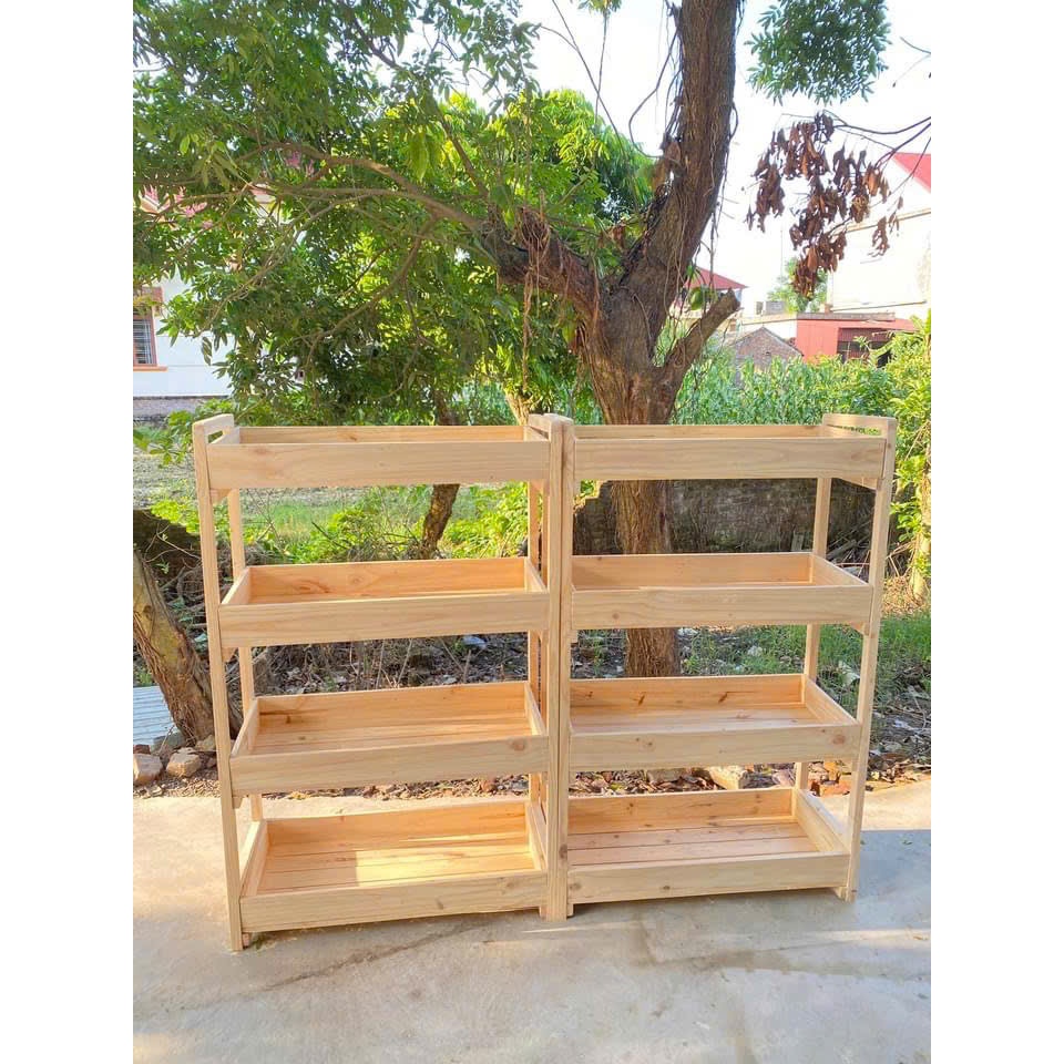 Kệ Trưng Bày Hàng Hóa Gỗ Thông - Kệ Bán Hoa Quả,Đựng Đồ Dùng Nhà Bếp,Kệ Decor Phong Cách Hàn Quốc - TC Home